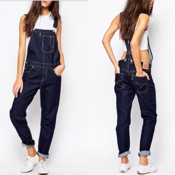 dark denim dungarees womens